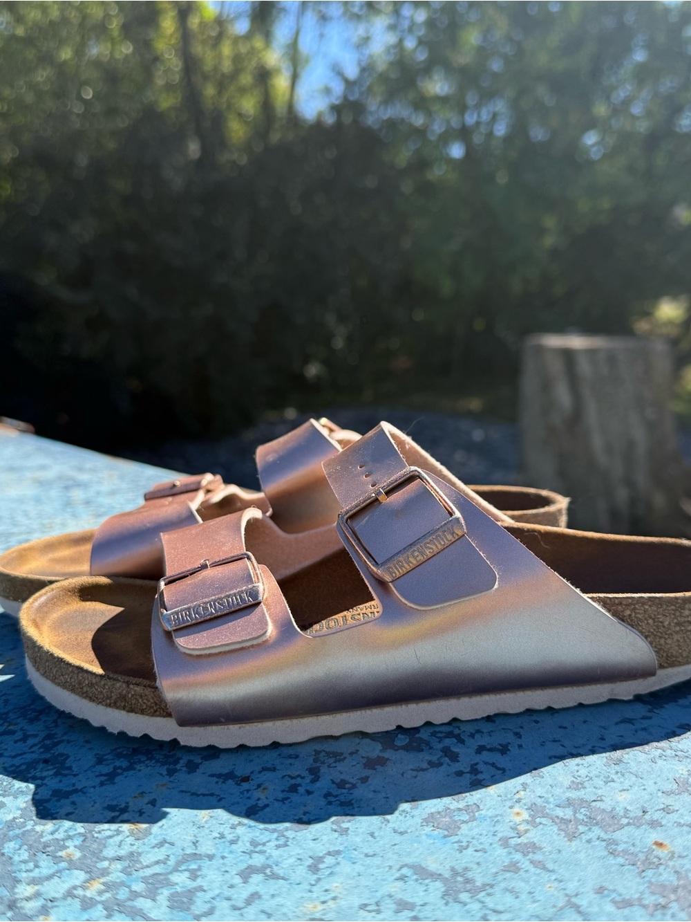 Birkenstock Arizona Metallic Rose Gold Two-Strap Sandal - Kids Size 3-3.5 Eu 34